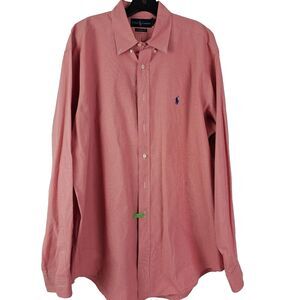 Ralph Lauren Men's Classic Fit Gingham Oxford Shirt Red‎ XL Size 17